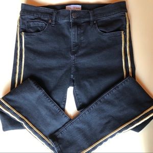 black jeans with gold trim